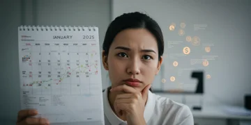 Thoughtful person looking at a calendar, concerned about federal unemployment benefit extensions in 2025.