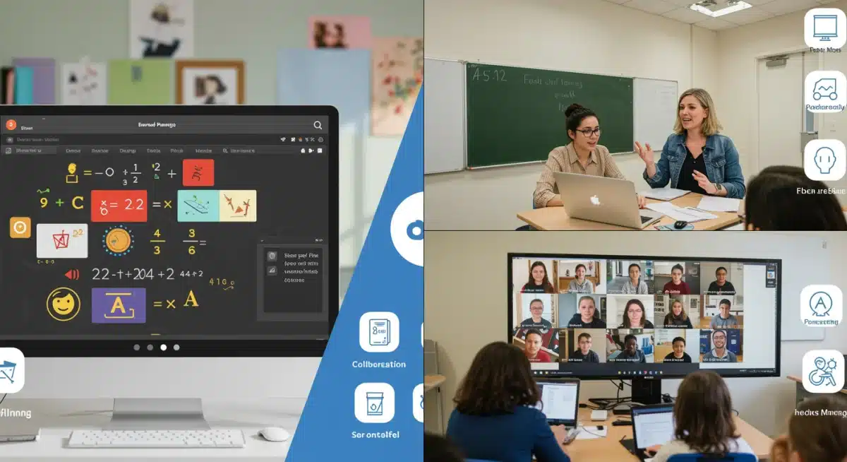 Comparative view of two K-12 remote learning platforms' interfaces and features