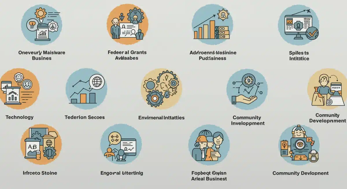 Infographic detailing diverse federal grant types for small businesses