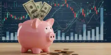 Piggy bank overflowing with money, symbolizing high-yield savings growth