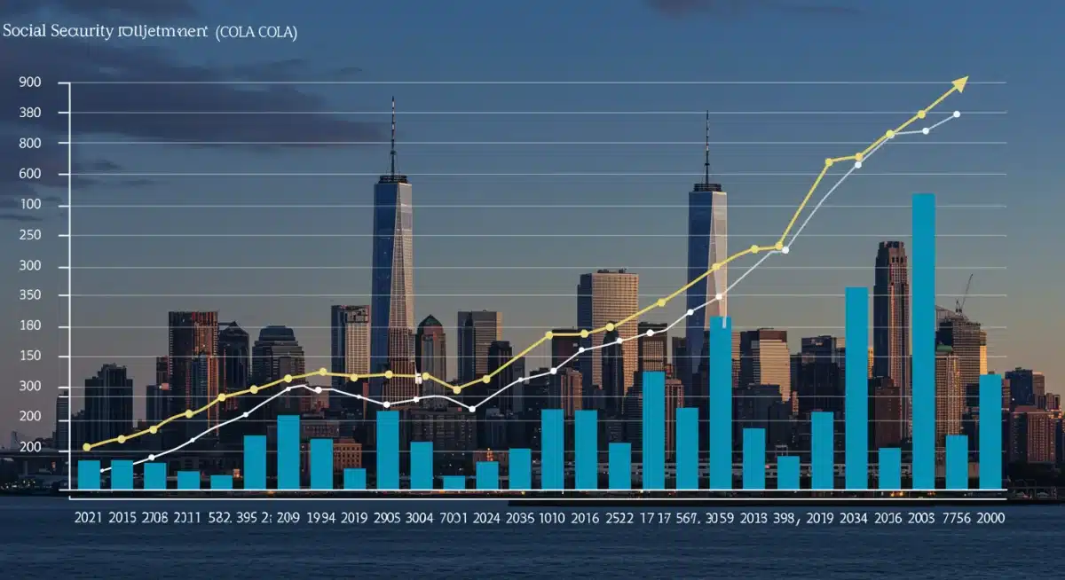 Historical Social Security COLA percentages graph, illustrating past adjustments.