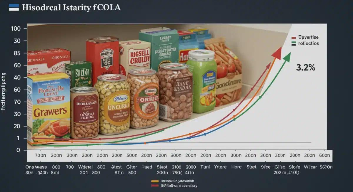 Historical COLA percentages chart with 2025 projection