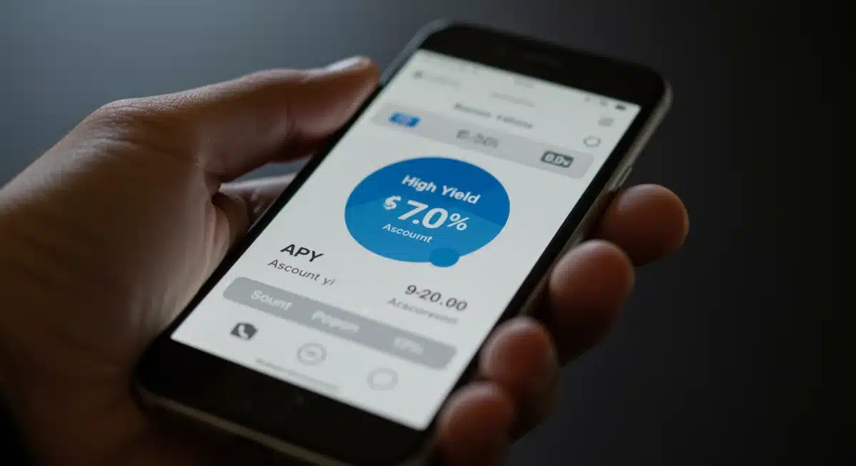 Smartphone displaying high-yield savings account details with APY