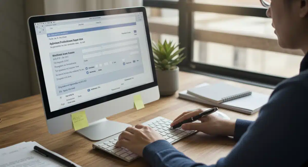 Person completing online application for Medicaid benefits