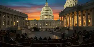 2025 National Budget: Key Legislative Battles Ahead US Capitol Building at dusk, symbolizing 2025 national budget legislative battles