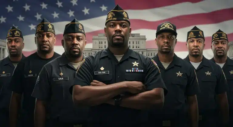 Veterans standing united, reflecting on updated disability compensation changes for 2025.