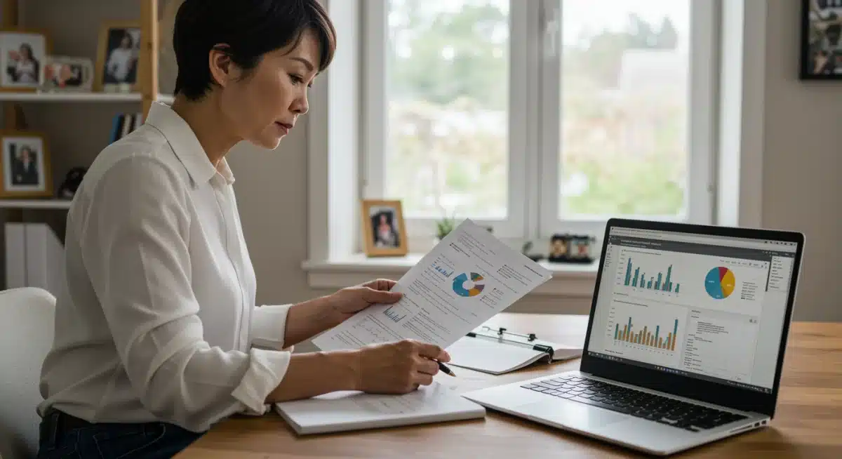 Individual meticulously comparing 2025 Medicare Advantage plan details and new coverage options.