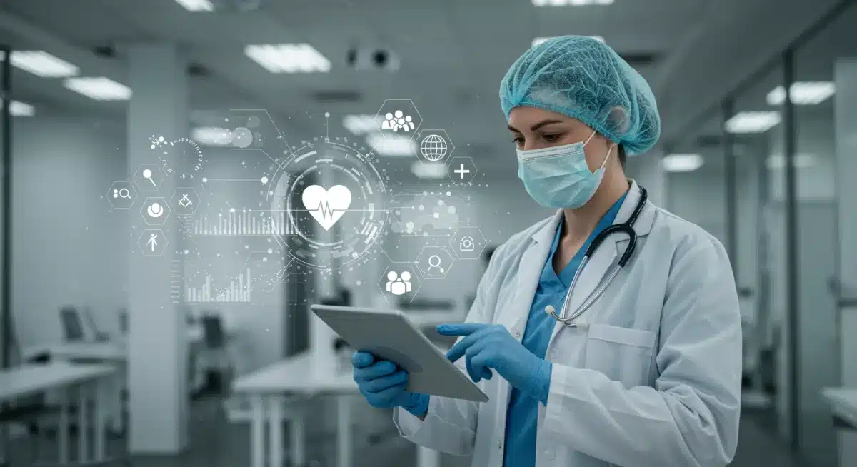 Healthcare professional analyzing data for public health implementation