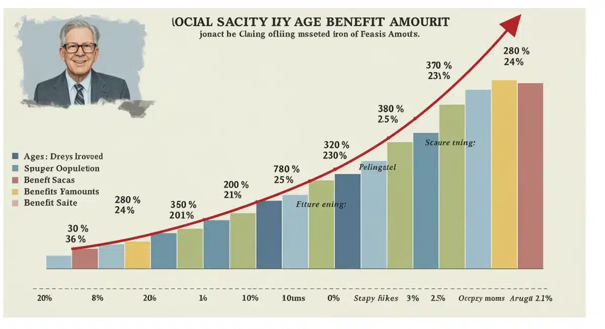 Infographic showing how claiming age impacts Social Security benefit amounts.