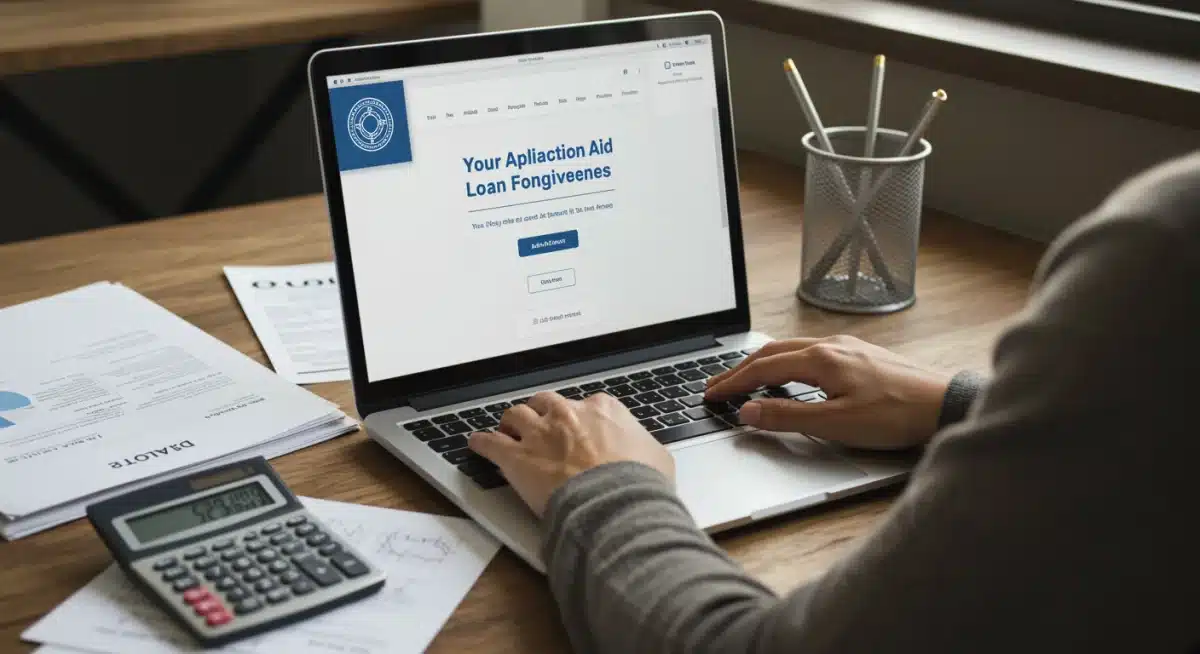 Person applying for student loan forgiveness online