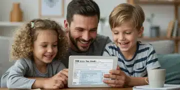 Family reviewing Child Tax Credit 2026 information on a tablet