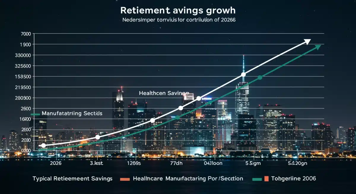 Graph illustrating retirement savings growth in tech, healthcare, and manufacturing sectors for 2026