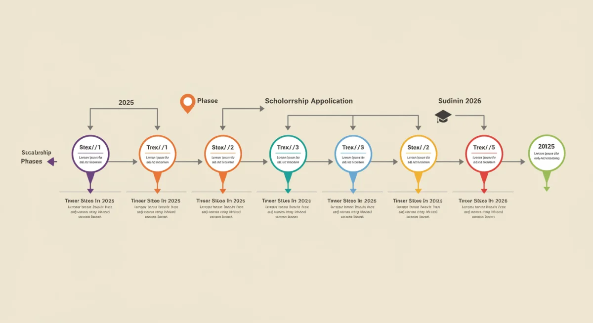 Timeline illustrating important 2025-2026 scholarship application phases and deadlines.
