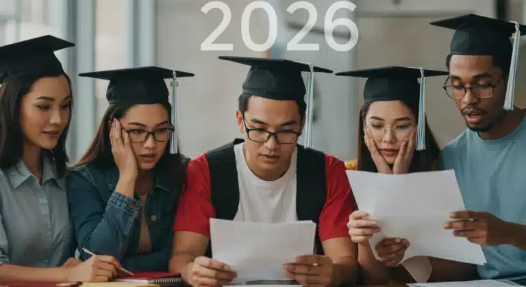 Students discussing potential student loan forgiveness in 2026