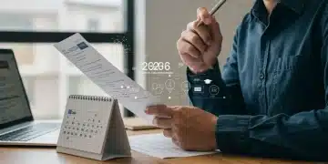 Person reviewing student loan documents with a 2026 calendar overlay, symbolizing financial planning for upcoming changes.