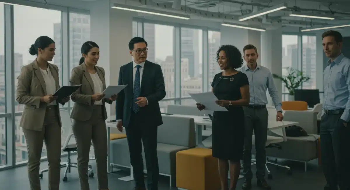 Professionals collaborating, symbolizing strong job creation and a dynamic workforce.