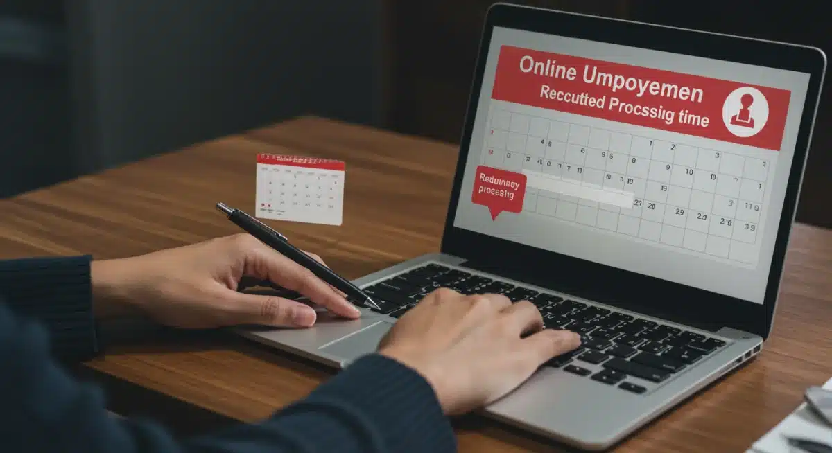 Person applying for unemployment benefits online, emphasizing efficiency