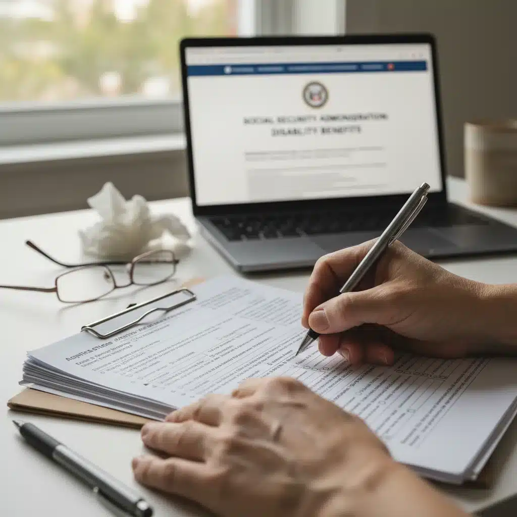 Filling out disability benefits application forms