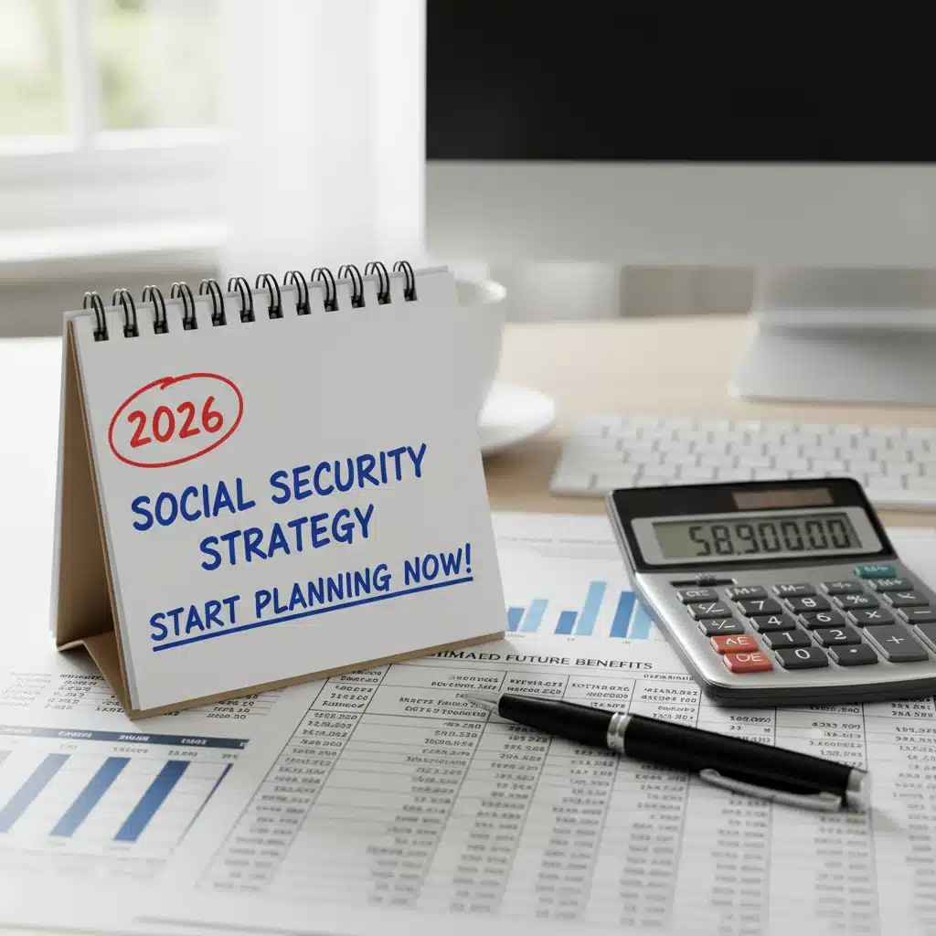 Calendar highlighting 2026 with financial planning tools
