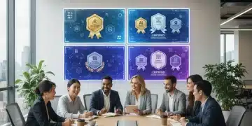 Professionals collaborating, showcasing the value of micro-credentials in a modern workplace setting.