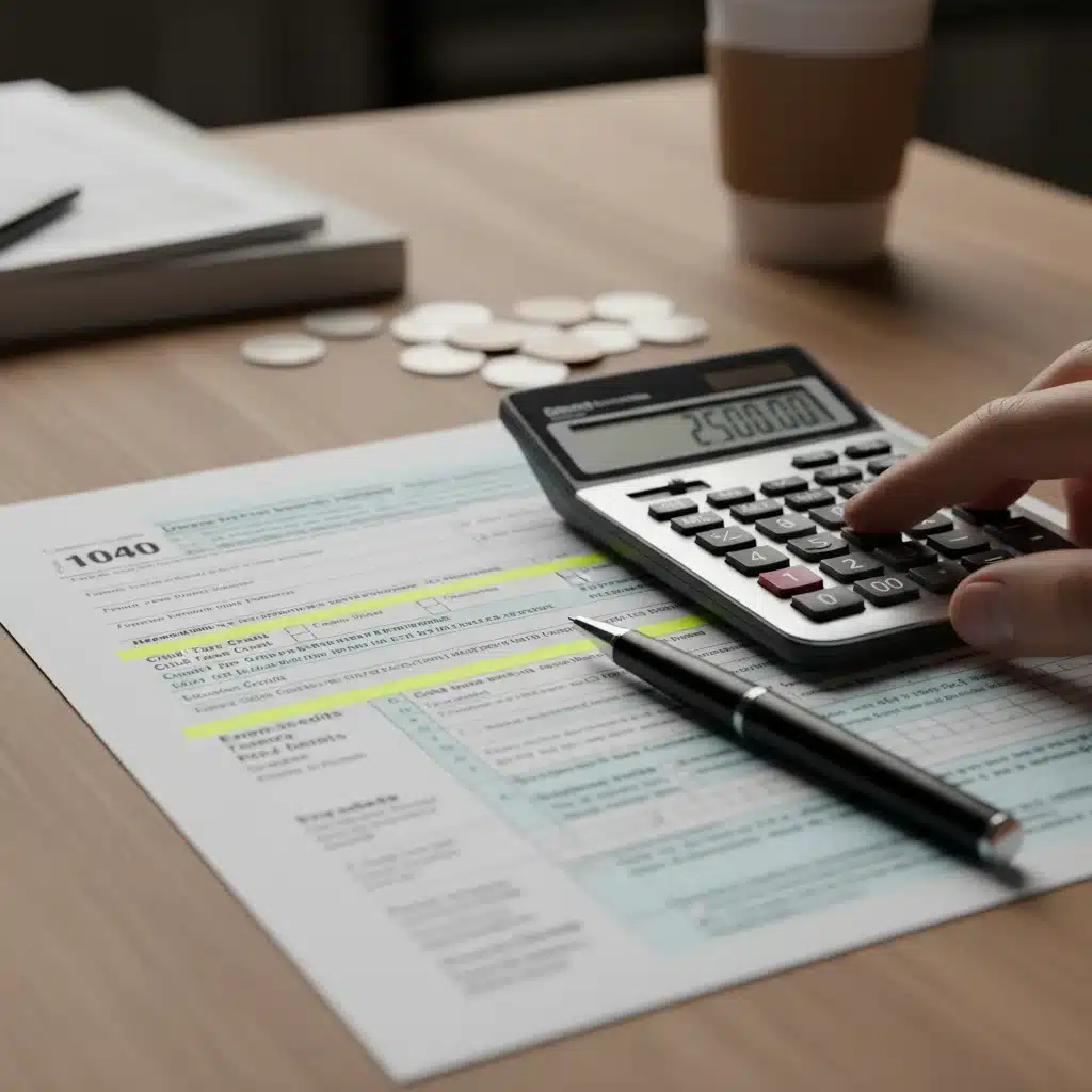 Close-up of tax form with calculator for Child Tax Credit 2026 calculations