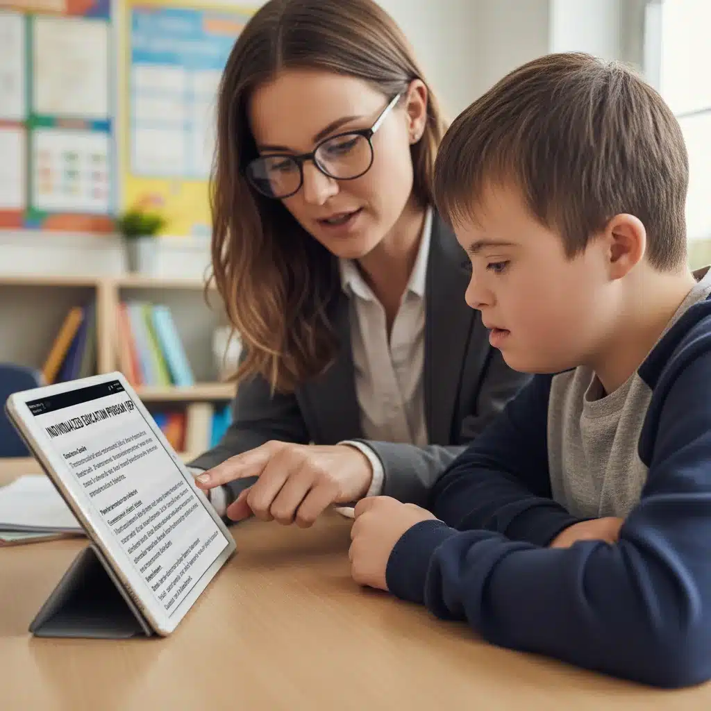 Teacher and student reviewing an Individualized Education Program