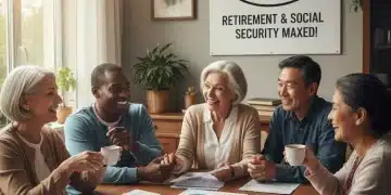Seniors review financial documents, planning for maximized social security benefits in 2026.