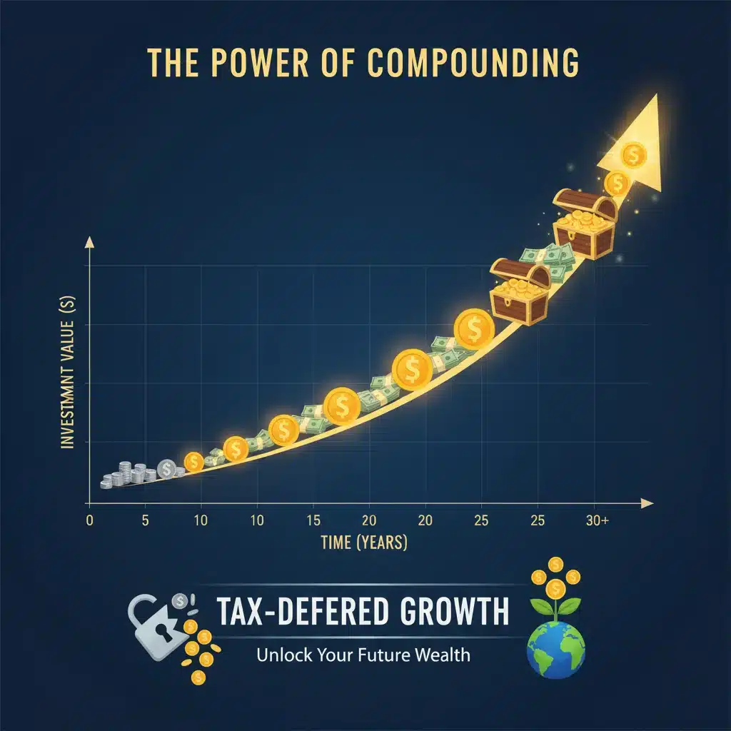 Compounding interest growth in retirement savings