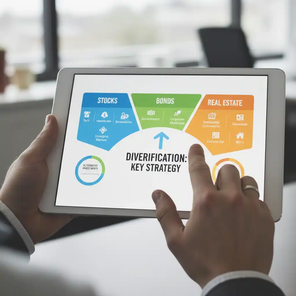 Diversified investment portfolio on a tablet screen, illustrating asset allocation strategies for managing risk.