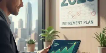 Person planning retirement with financial charts and 2026 calendar