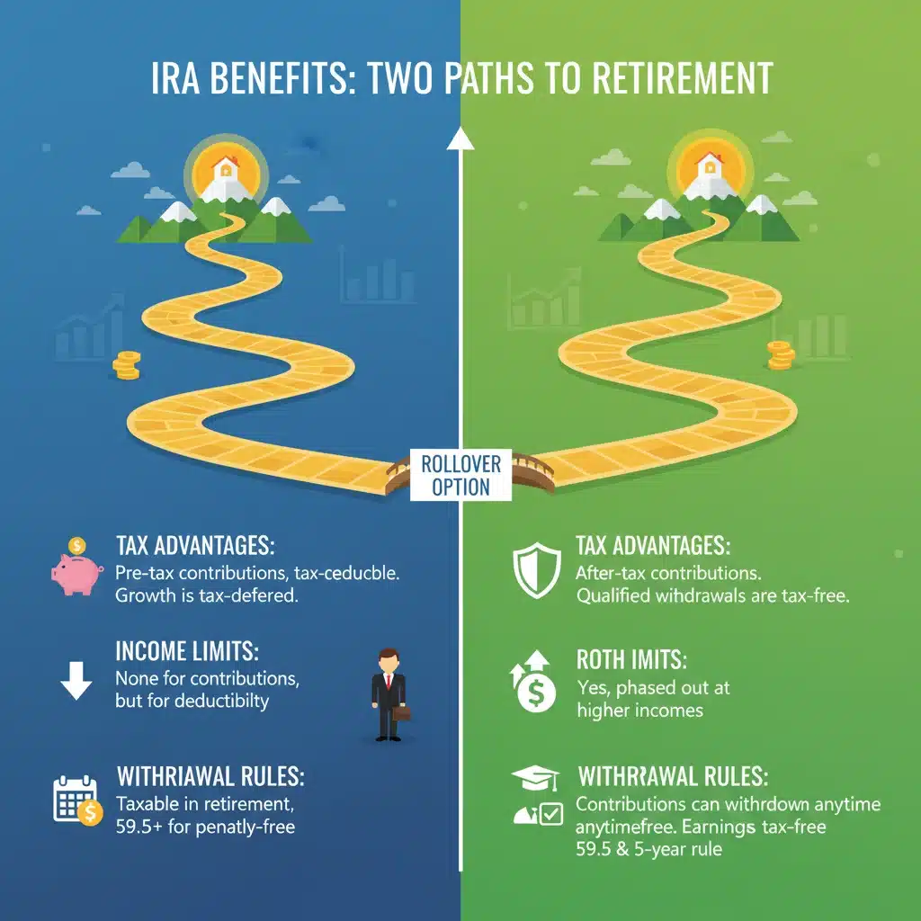Comparison of Traditional IRA vs. Roth IRA benefits