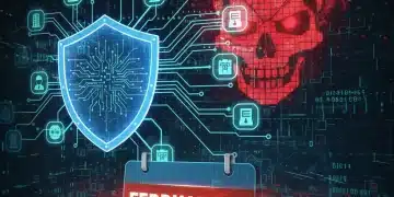 Urgent cybersecurity threat alert shield protecting businesses digital network