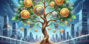 Money tree growing with coins, symbolizing high-yield savings growth in 2026.