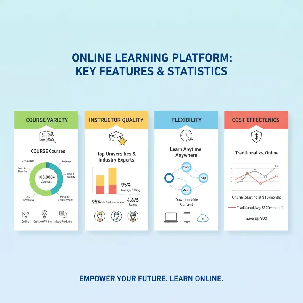 Infographic comparing features of top online learning platforms