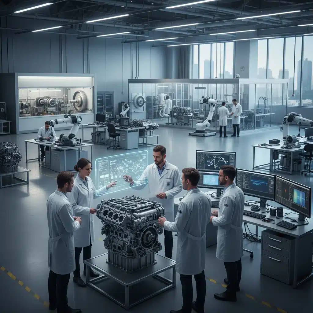 Automotive engineers developing new emission control systems