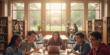 College students studying with books and laptops, symbolizing academic opportunity and Pell Grant funding.