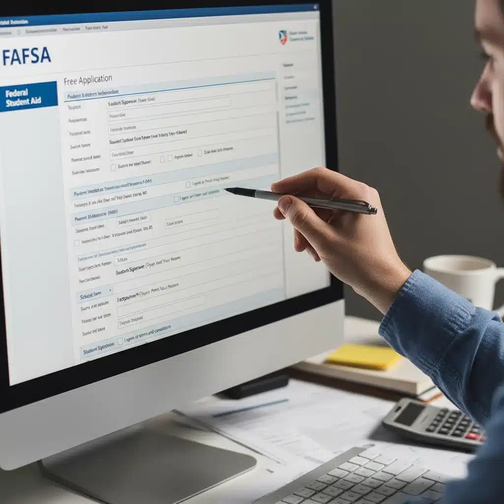 Filling out FAFSA application on computer for student aid.