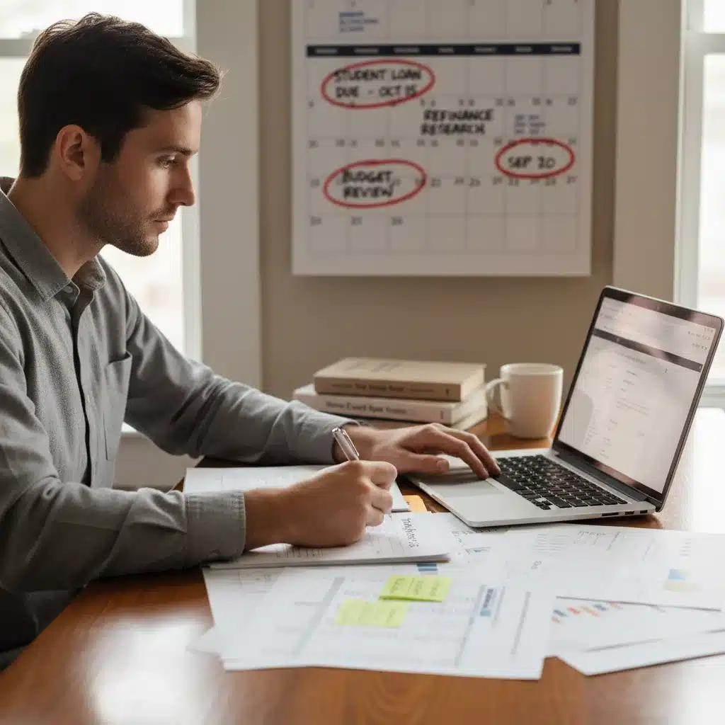 Person diligently reviewing financial documents for student loan forgiveness applications