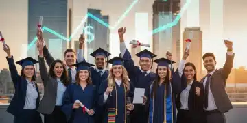 Graduates celebrating career success and financial growth with a master's degree.