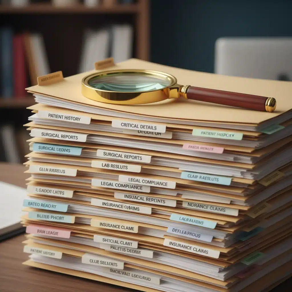 Organized stack of medical records for disability claim